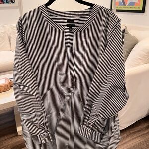Gray and White Talbots Striped Blouse